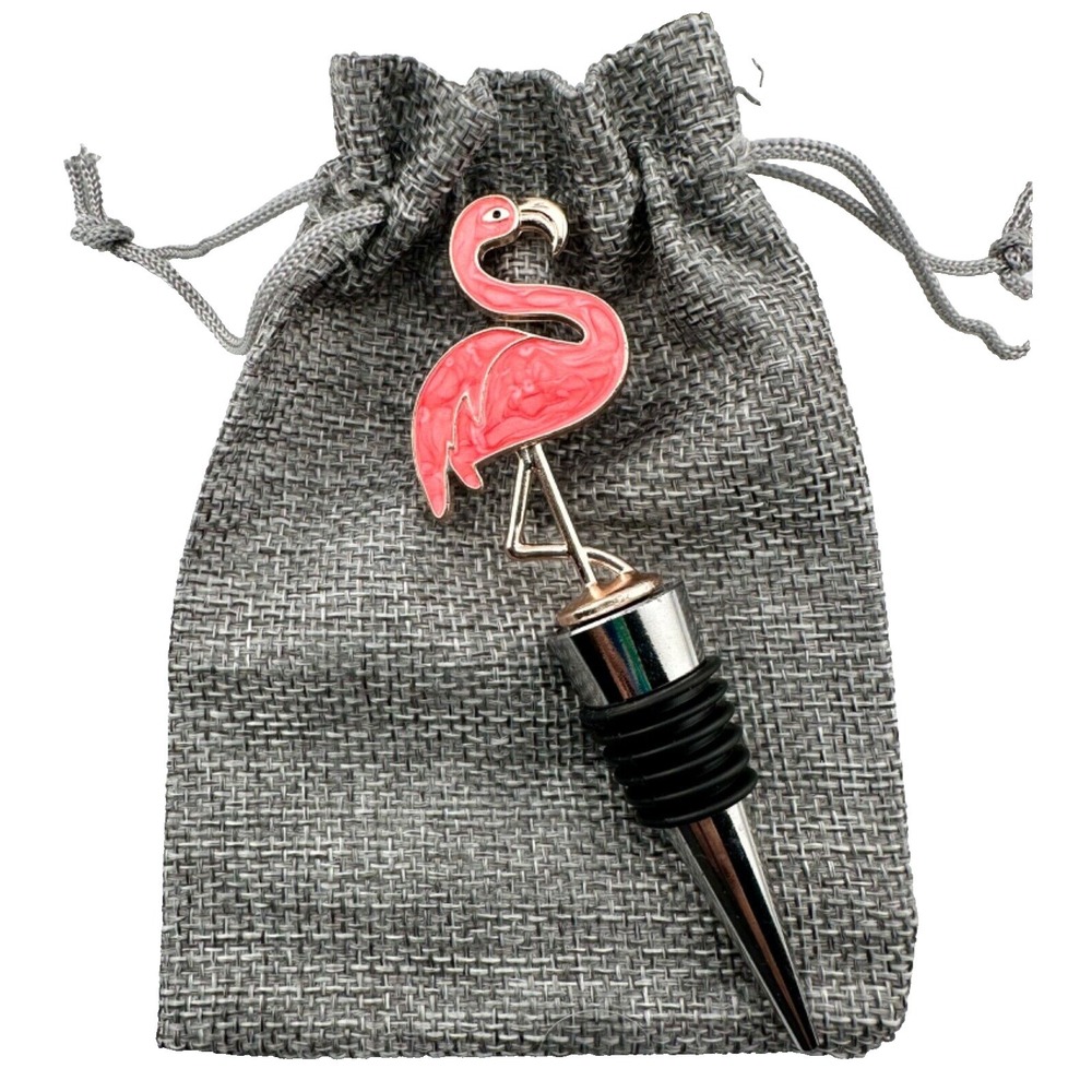 Pink Flamingo Bottle Cork Wine or Olive Oil Bottle Stopper NEW Stainless Steel